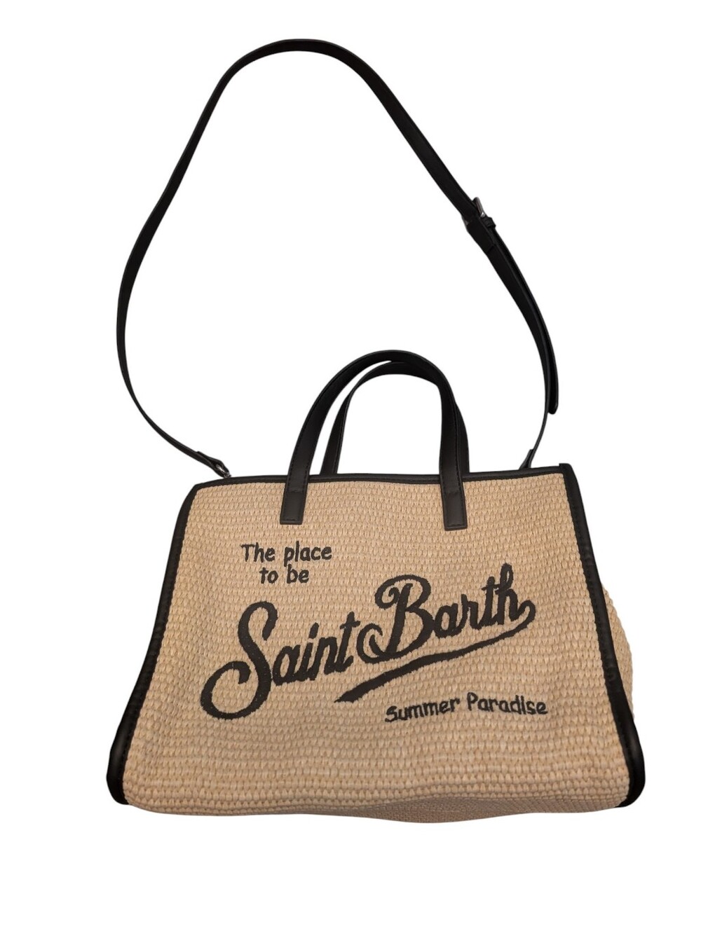 MC2 Saint Barth Vivian Mid Straw Embroidered Tote Bag